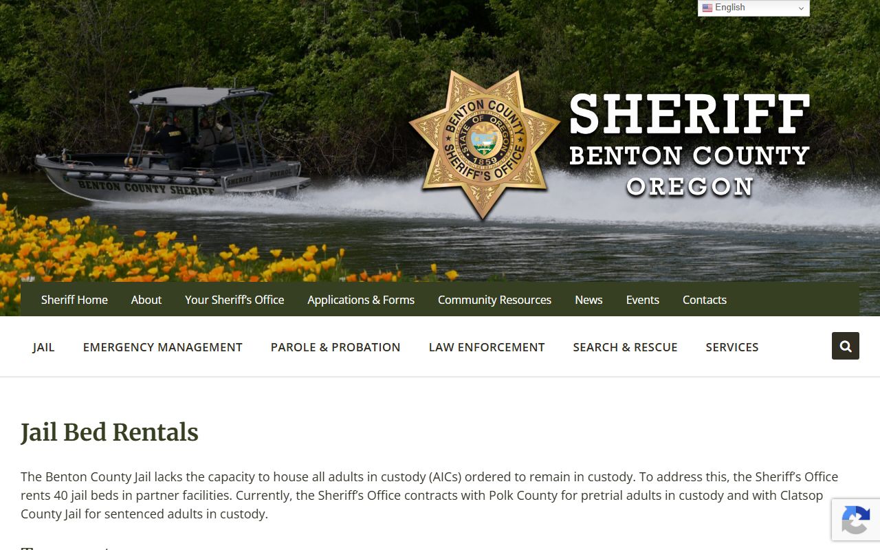 Benton County inmate population jail bed rentals for Polk and Clatsop contract beds