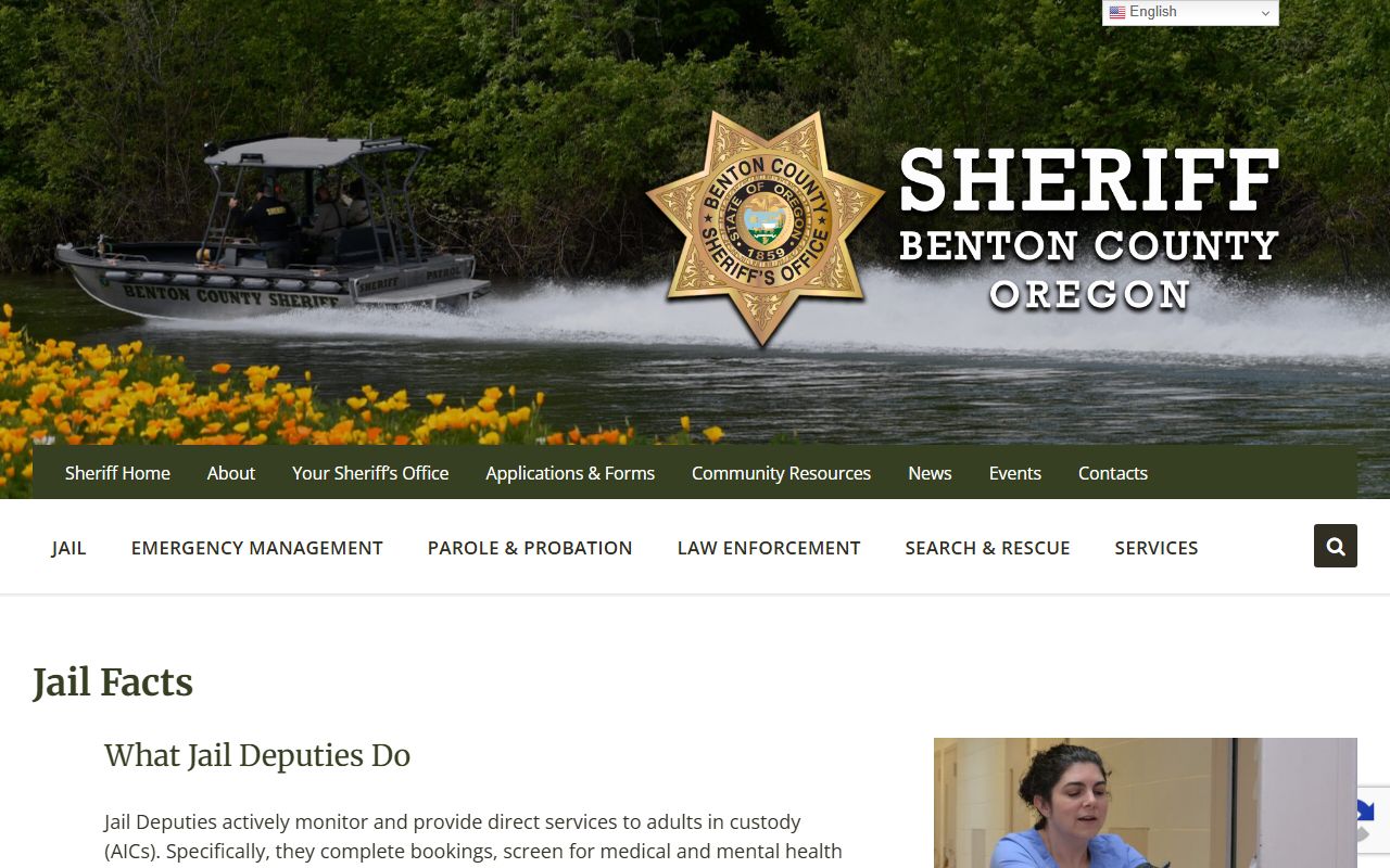 Benton County inmate population jail facts and capacity page